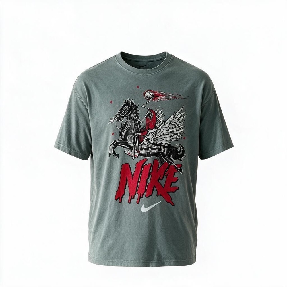 Nike Men's Max90 Skeleton Rider Basketball Graphic Tee Pewter Gray L NWT